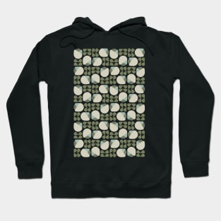 Retro Geometric Floral Pattern Olive Green, Light Taupe Hoodie